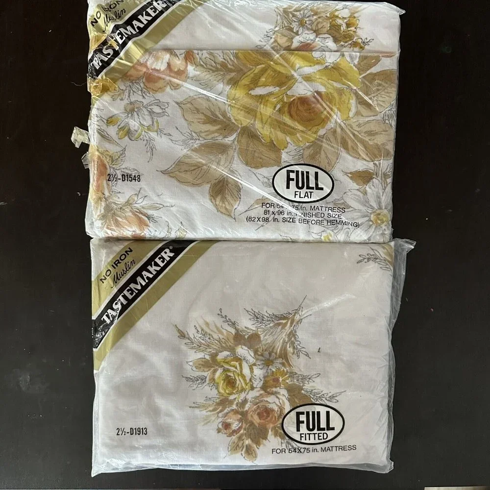 New Vintage Tastemaker Full Sheet Set Floral No Iron Muslin Reversible Rose
